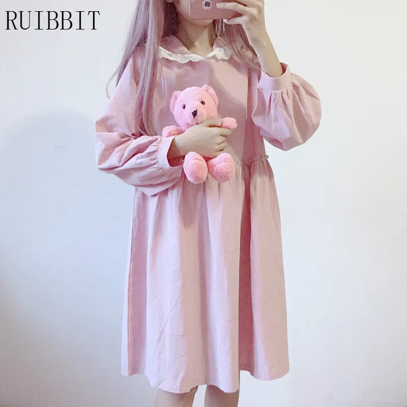 Женское мягкое японское кружевное платье с шапкой Kawaii Bunny облегающее длинными