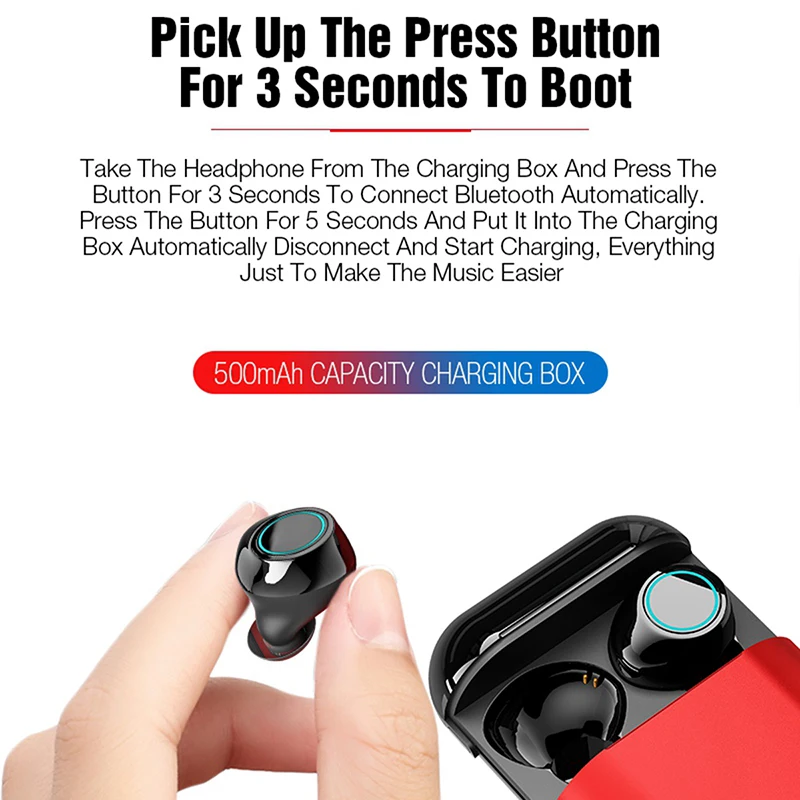 Беспроводные Bluetooth наушники TWS стерео гарнитура с микрофоном и зарядным