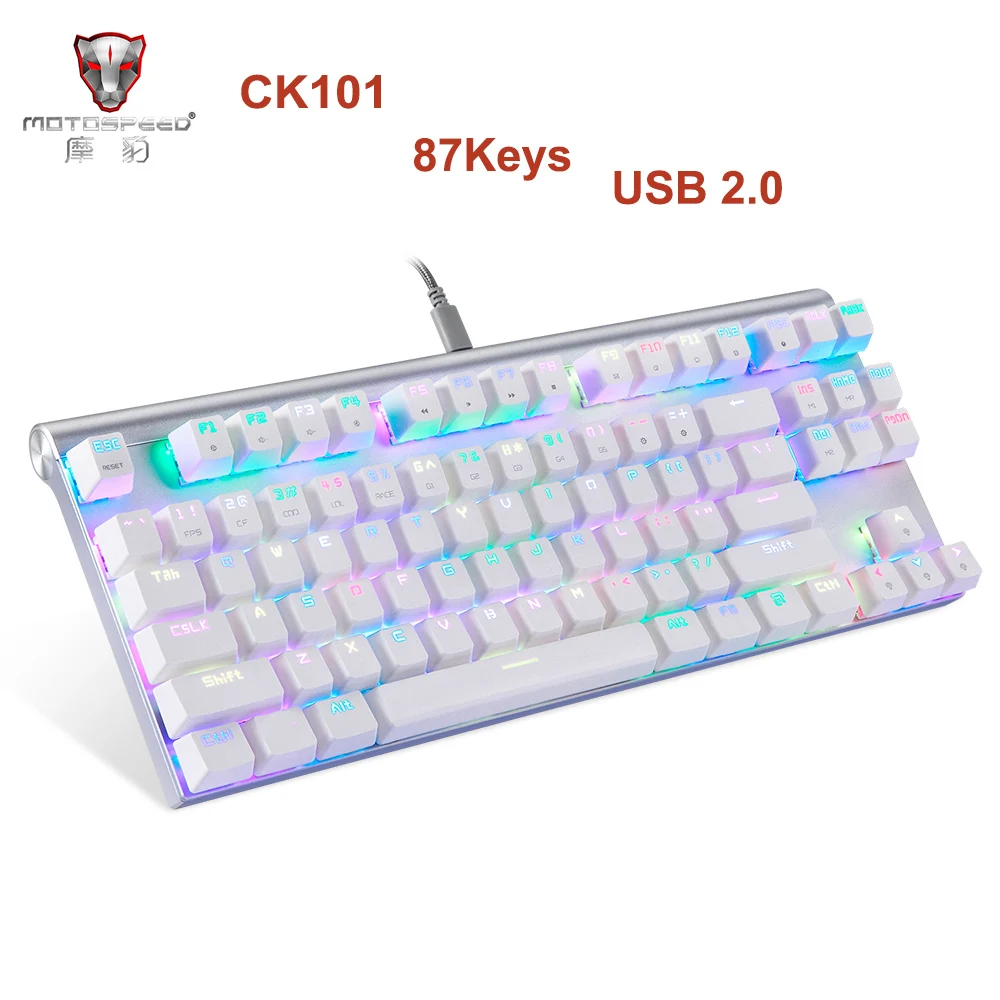 Motospeed CK101 Проводная Механическая игровая клавиатура металлическая 87 клавиш RGB