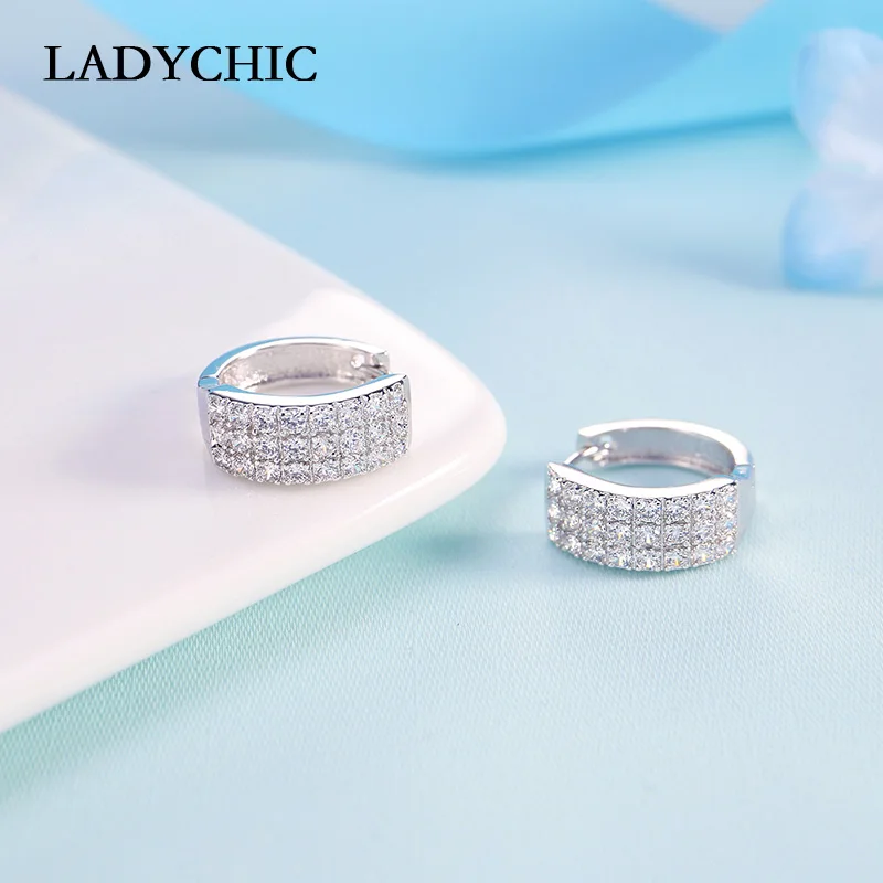 LADYCHIC изысканные женские круглые серьги кольца с 3 рядами Блестящий австрийский