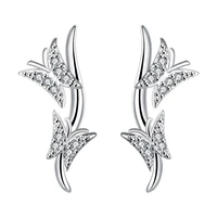 europe and the united states new double butterfly zircon inlaid silver earrings fashion trend ladies earrings