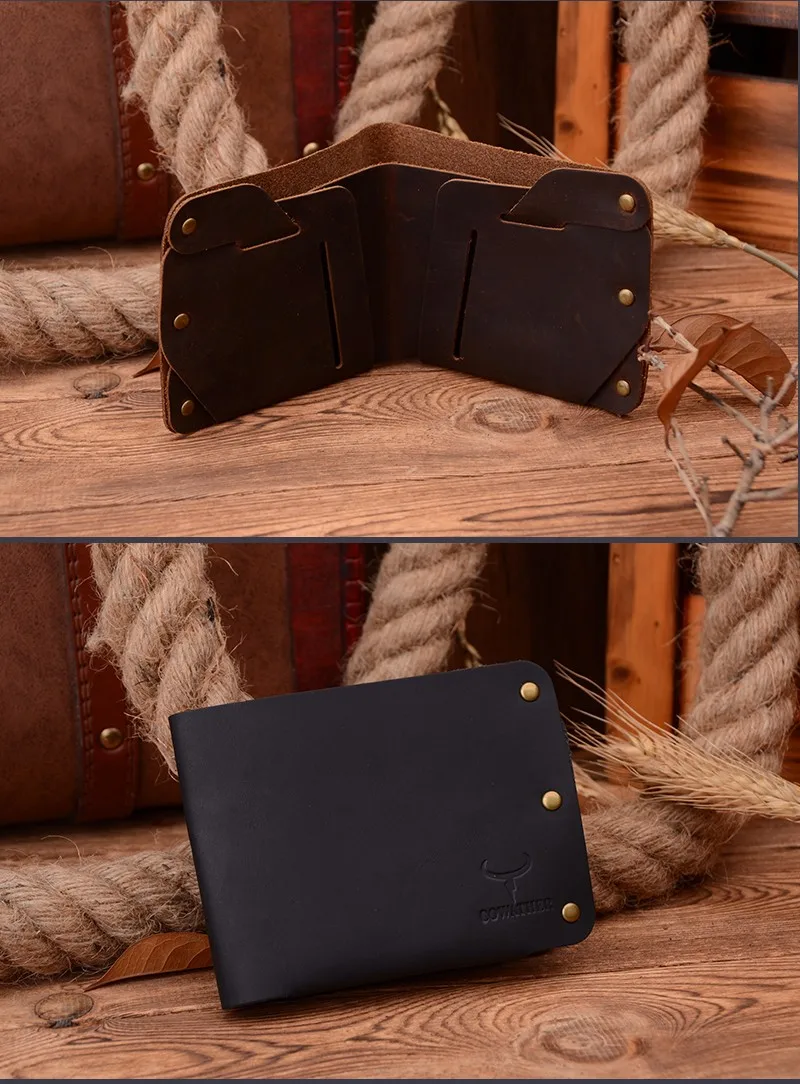 COWATHER корова натуральная кожа мужчины бумажник Crazy horse кожаный кошелек dollor цена carteira masculina 123