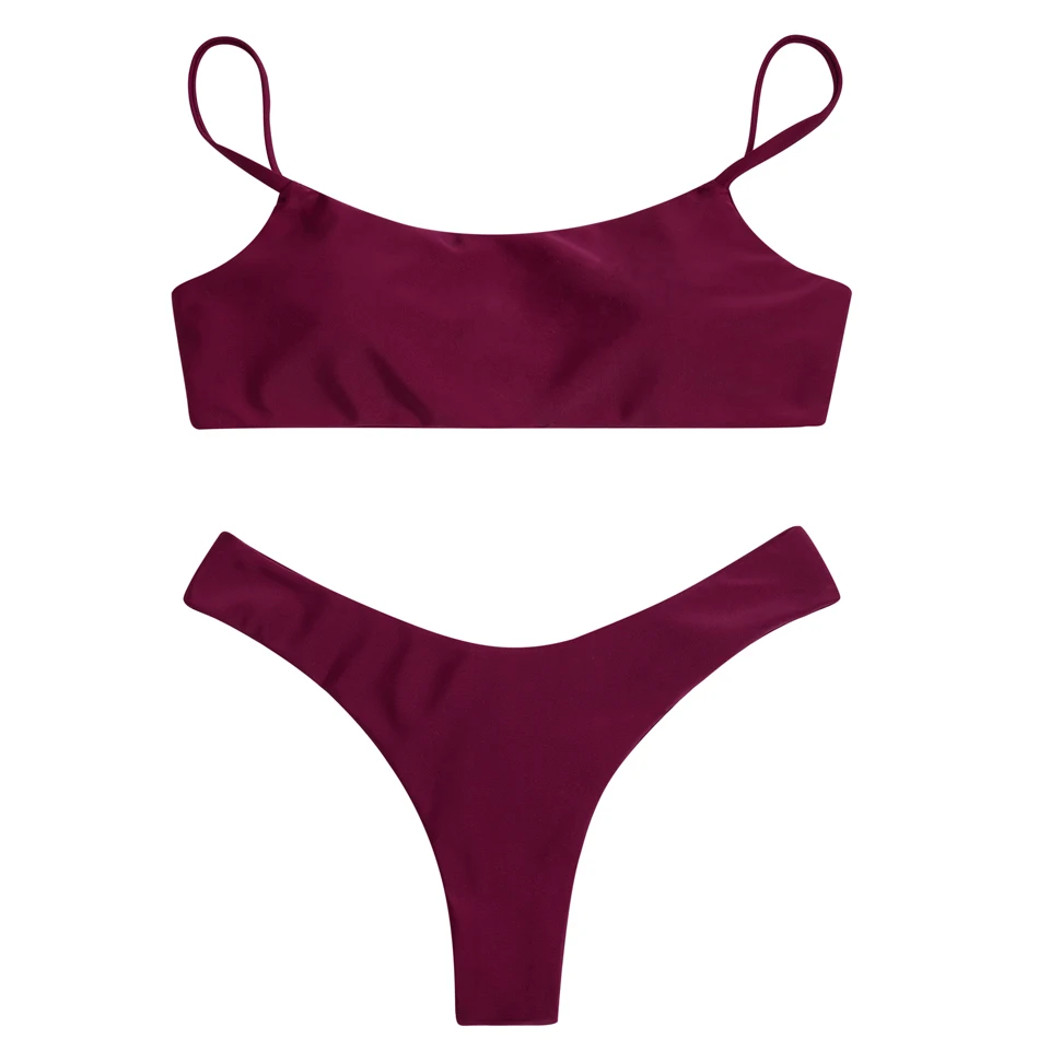 wine red BANDEA, новинка, сексуальное бикини, Одноцветный купальник, винтажный, бразильский, купальник для женщин, пуш-ап, бикини, набор, пляжный купальник, бикини - Цвет: wine red