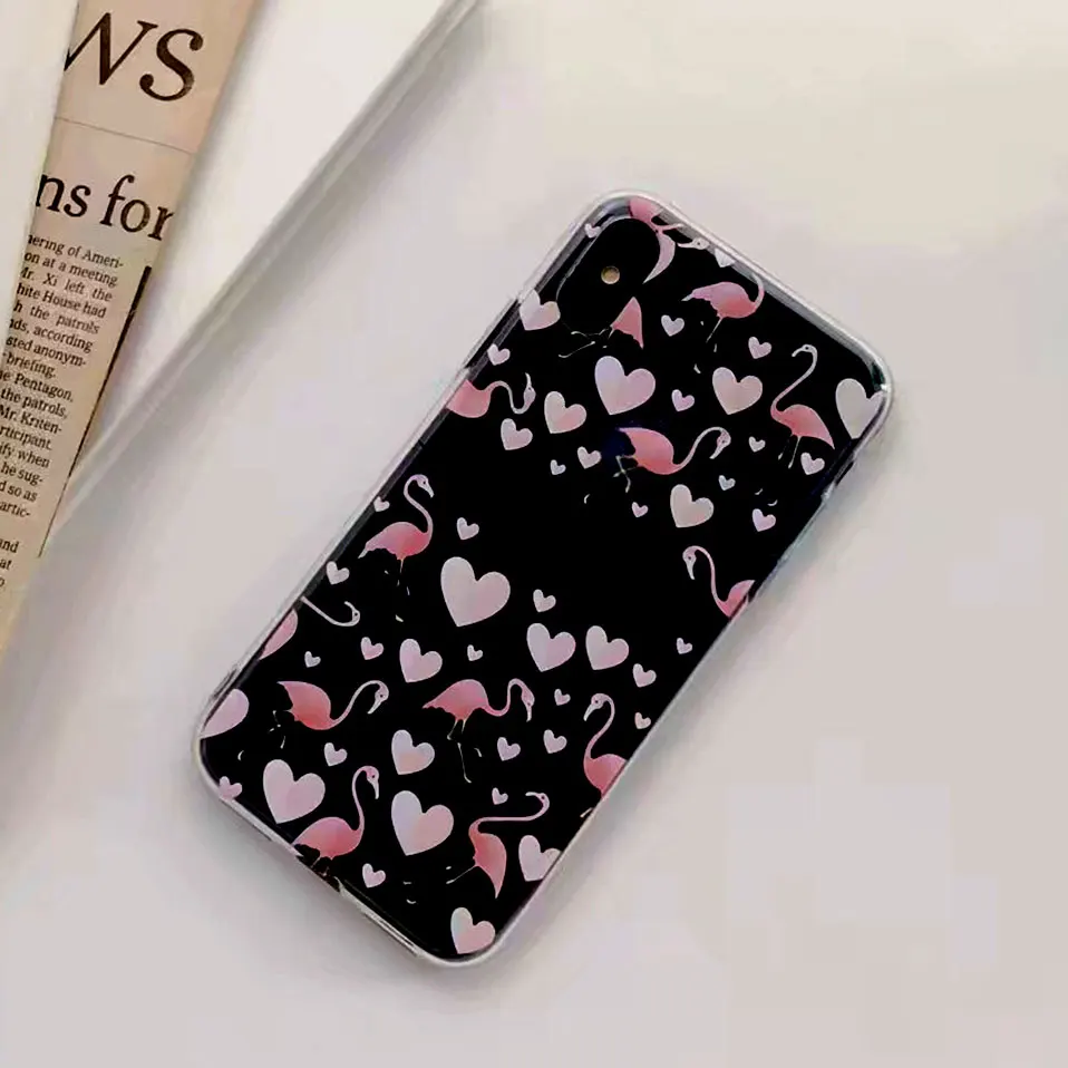Мода Фламинго чехол для телефона iPhone 6S x 7 8 силиконовый случаи задняя крышка 6 Plus