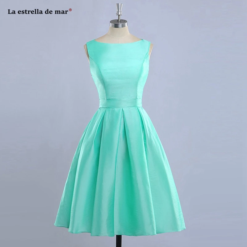 Vestido madrinha новые атласные трапециевидные Мятные зеленые оранжевые синие фиолетовые платья подружки невесты длиной до середины икры sukienka wesele реальное изображение