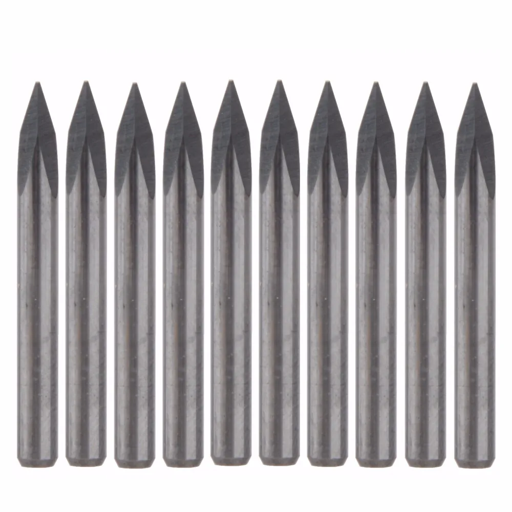 

10Pcs 30 Degree Carbide Steel CNC Router Pyramid engraving Bits 0.3mm