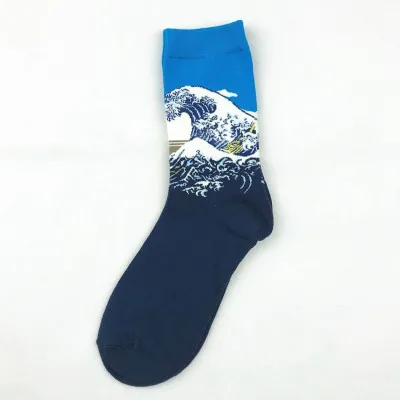 Носки женские и мужские, классические модные носки в стиле ретро с абстрактной картиной маслом, с изображением Ван Гога, звездной ночи, счастливые носки для женщин и мужчин