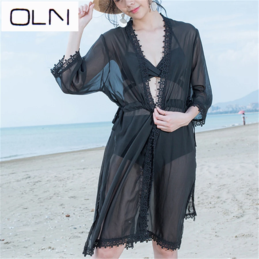 Vestidos корейское платье OLN новая пляжная туника больших размеров в богемном стиле
