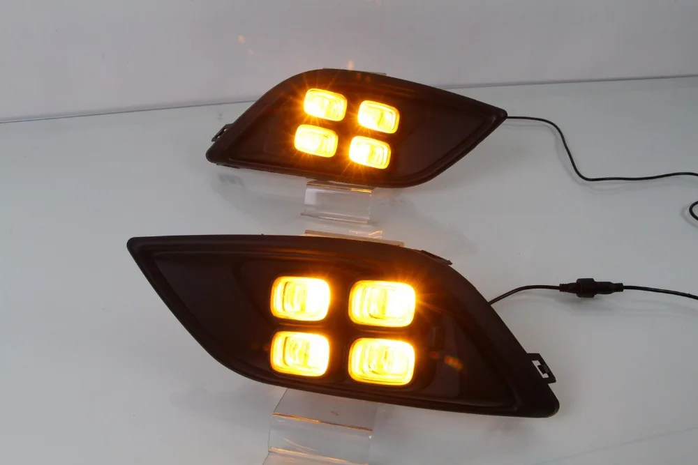 

Qirun led drl daytime running light for chevrolet sail aveo 3 2014-2017 with yellow turn signal and wireless control