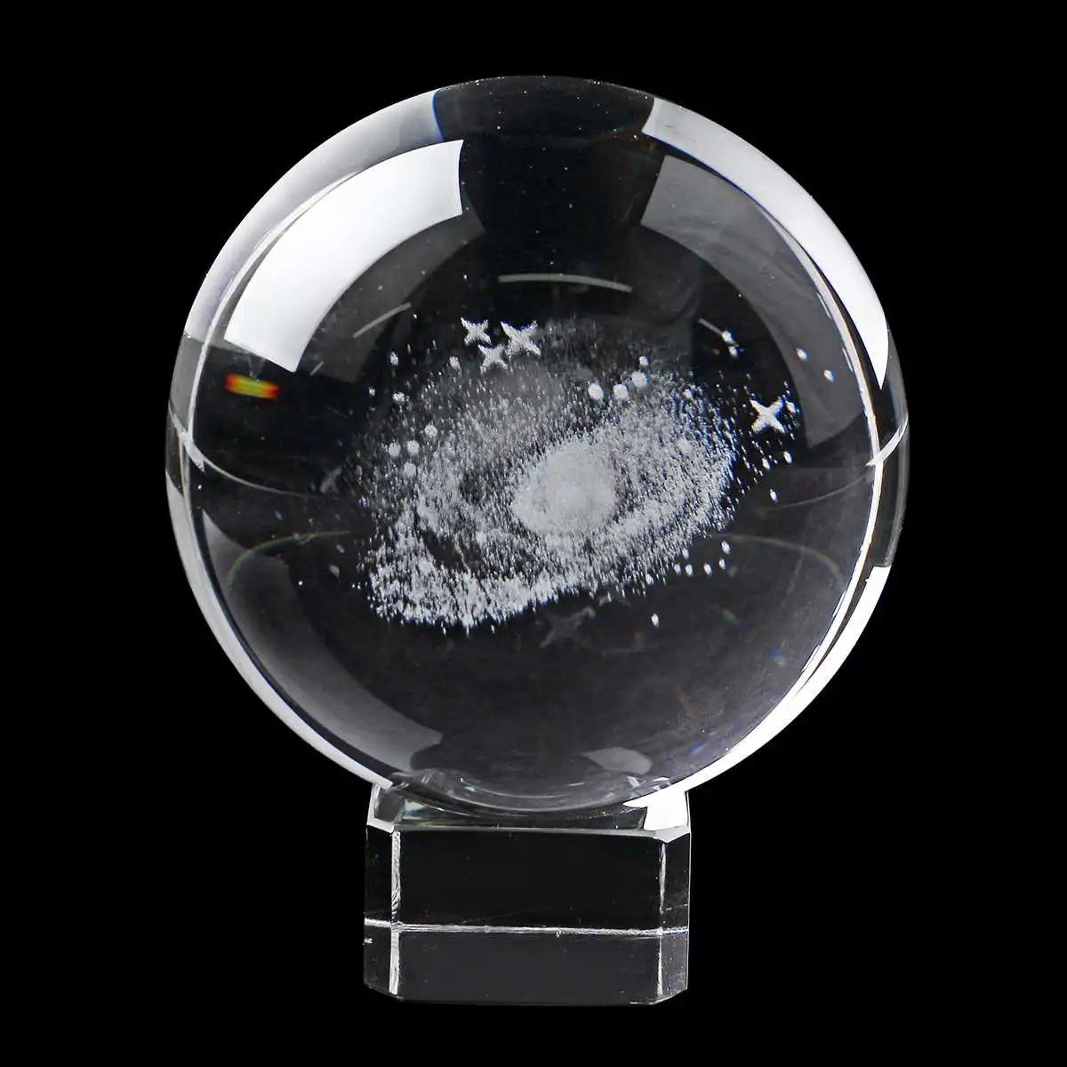 With Crystal Base 8 см Лазерная гравированная кварцевая солнечная система шар 3D миниатюрная модель планеты светодиодный Кристальные шарики-сферы Глобус астрофиле домашний декор - Цвет: With Crystal Base