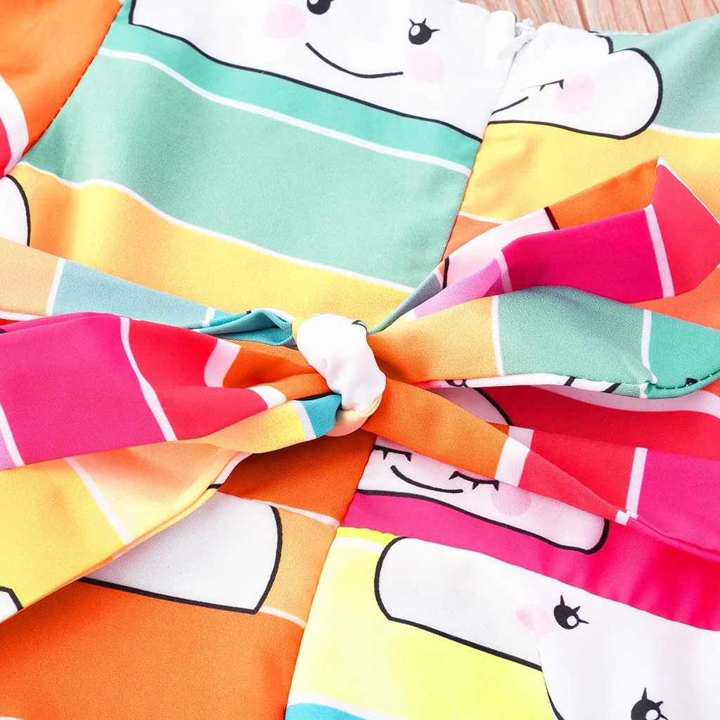 Платье-пачка с разноцветным принтом для маленьких девочек комплект одежды