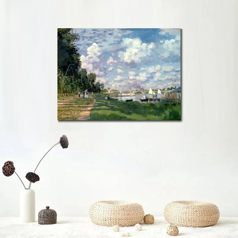 Репродукции картин Клода Моне on Canvas THE MARINA AT серебристо-красная Настенная картина