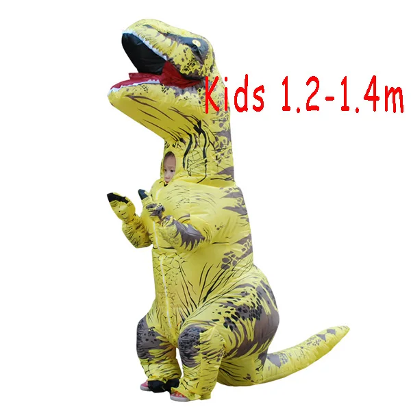 Kids Yellow T Rex Надувной костюм динозавра для взрослых и детей, костюм T REX, маскарадный костюм, маскарадный костюм на Рождество и Хэллоуин для мужчин и женщин - Цвет: Kids Yellow T Rex