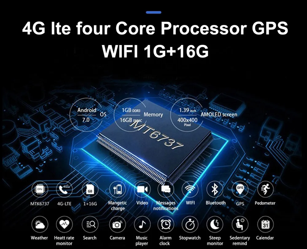 Смарт-часы PK Thor s, 1,39 дюймов, MTK6737, четыре ядра, 1,3 ГГц, Android 7,0, 4G, Смарт-часы, 620 мА/ч, 2,0 мегапикселей, монитор сердечного ритма