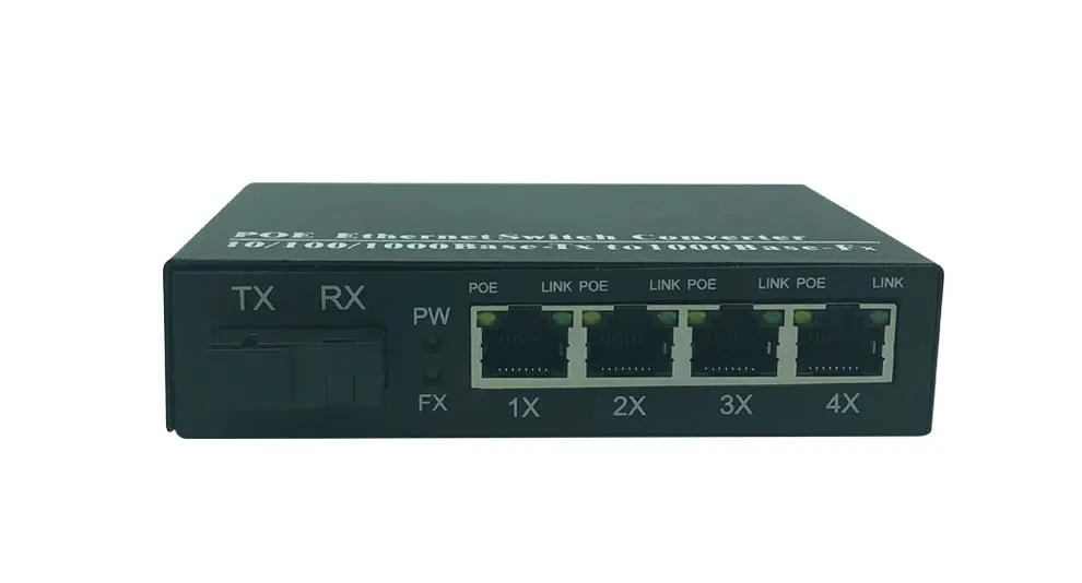 Коммутатор poe 1 SC волоконный порт 4 RJ45 Gigabit ethernet 5 poe 10/100/1000 м медиаконвертер plug play fast ethernet коммутатор