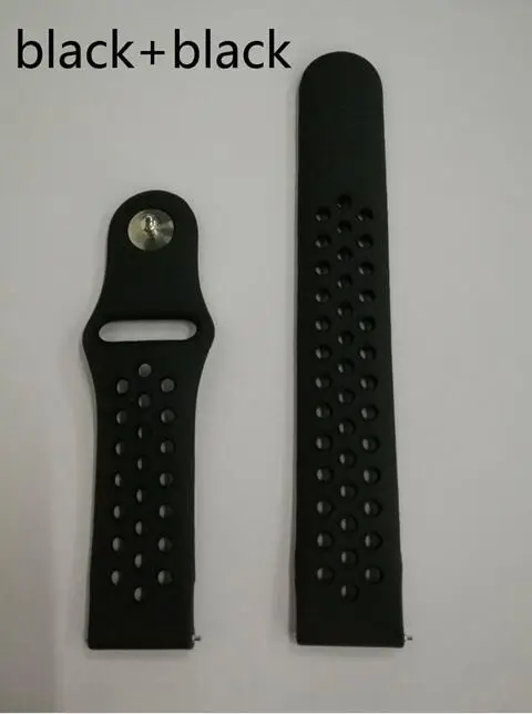 black black Силиконовый ремешок huami amazfit bip 22 мм 20 мм для samsung gear sport S2 s3 Frontier Classic galaxy watch band 42 мм 46 мм huawei gt 2 - Цвет ремешка: black black