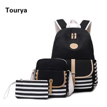 Tourya 3 шт./компл. модный Холст Женский Рюкзак Bookbag Ноутбук Колледж Bagpack Путешествия Рюкзак Школьная Сумка для подростков девочек