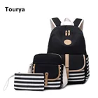 Tourya 3 шт.компл. модный Холст Женский Рюкзак Bookbag Ноутбук Колледж Bagpack Путешествия Рюкзак Школьная Сумка для подростков девочек