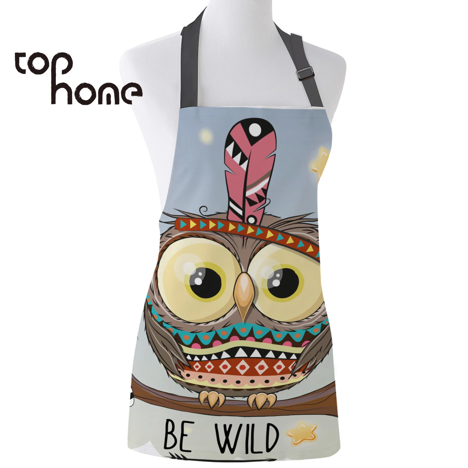 Tophome Кухонный Фартук с принтом Совы из мультфильма регулируемые фартуки парусины