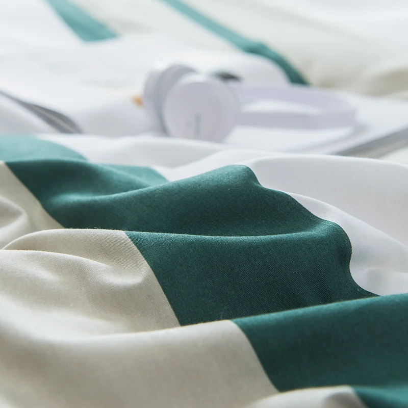 Простой зеленый полосатый узор 100% хлопок полный Королевский размер пододеяльник