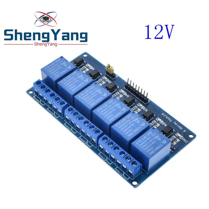 12V 6 channel 1 шт. ShengYang 5 в 12 В 24 В 1 2 4 8 канальный релейный модуль с оптроном релейный выход 1 2 4 8 способ релейный модуль для arduino diy - Цвет: 12V 6 channel