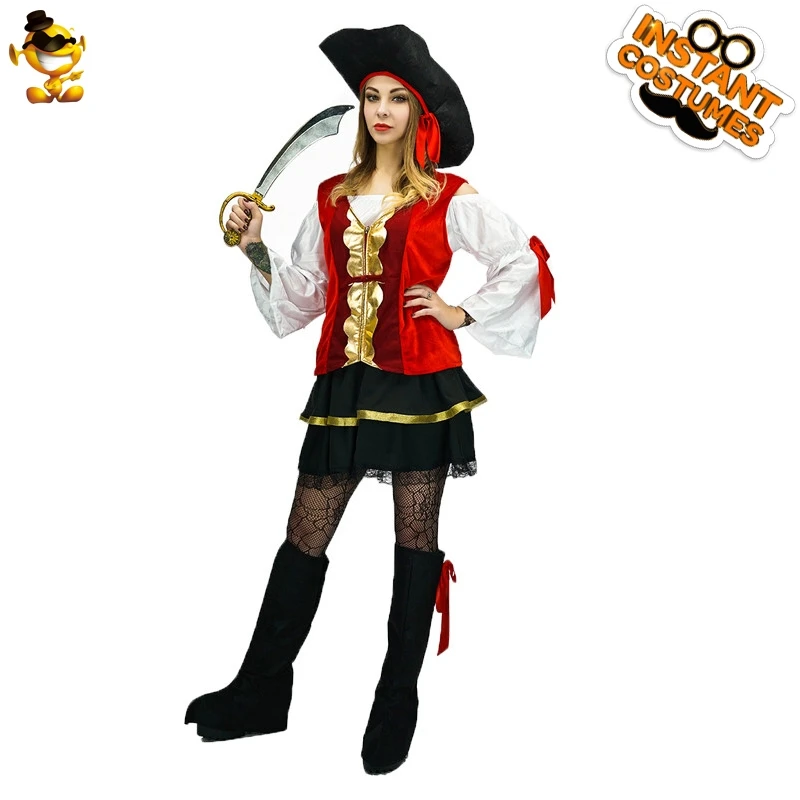 Костюм пиратской пары на Хэллоуин для взрослых маскарадный наряд Deluxe Lady Buccaneer