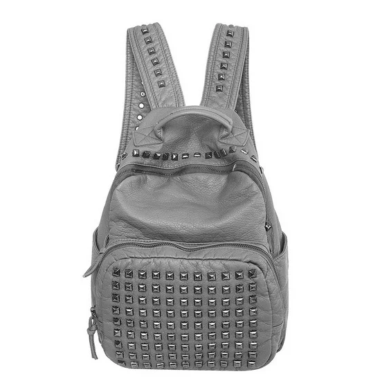 Горячая Распродажа рюкзак с заклепками женская сумка Mochila рюкзак для девочек Большой Вместительный рюкзак Bolsa европейский и американский - Цвет: Серый