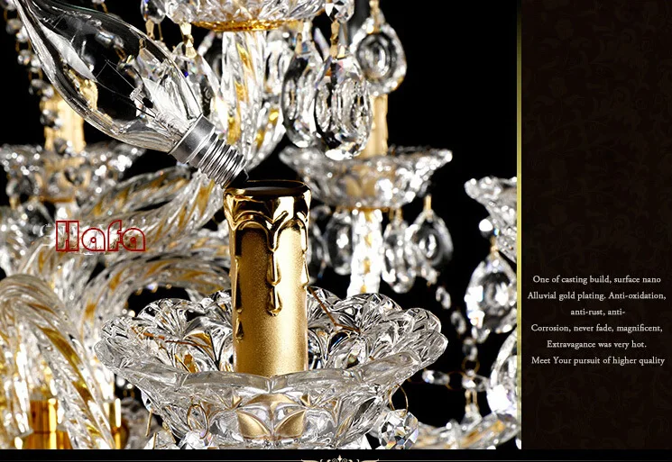 Модные хрустальные люстры лобби большие 15 светильников золотые прозрачные K9|light