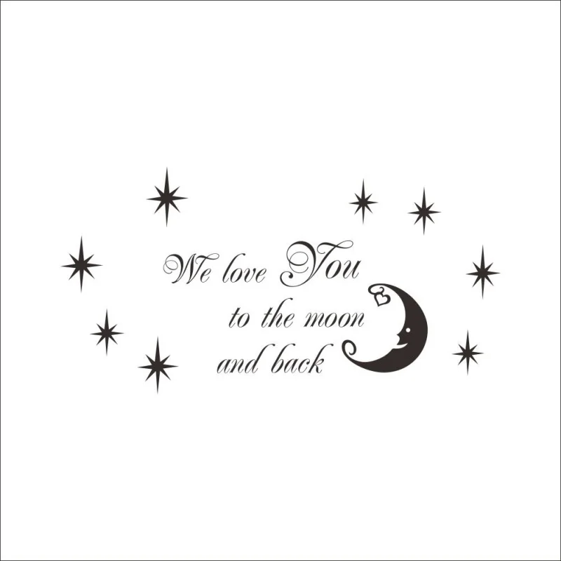 Виниловые Настенные Стикеры с надписью We Love You To the Moon And Back 41x71 см 2016|home decor|vinyl wallvinyl