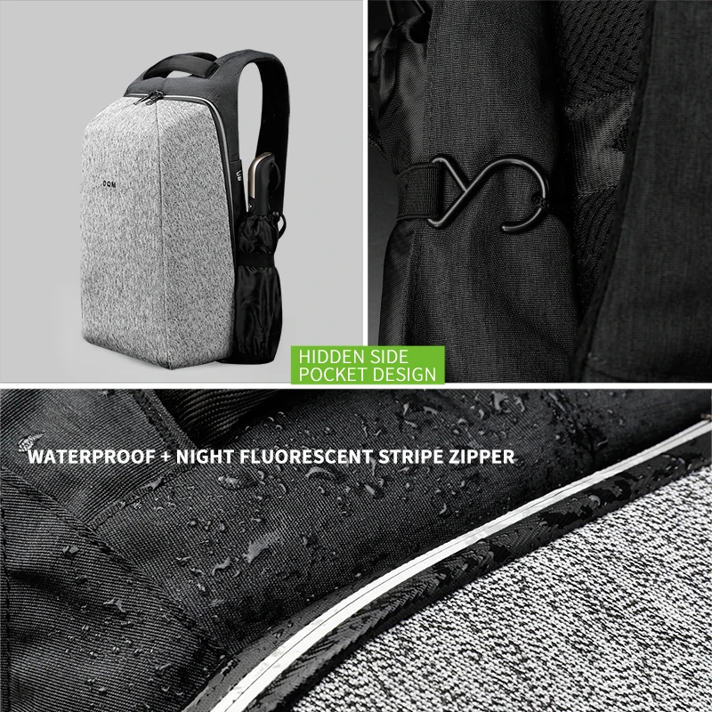 DQM устойчивые к порезам рюкзаки mochila USB 15,6 для ноутбука дорожная Противоугонная сумка водонепроницаемый рюкзак для мужчин