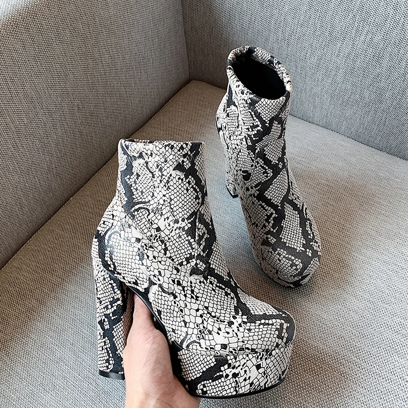 Женские ботильоны на платформе из ПУ кожи высоком каблуке | Обувь