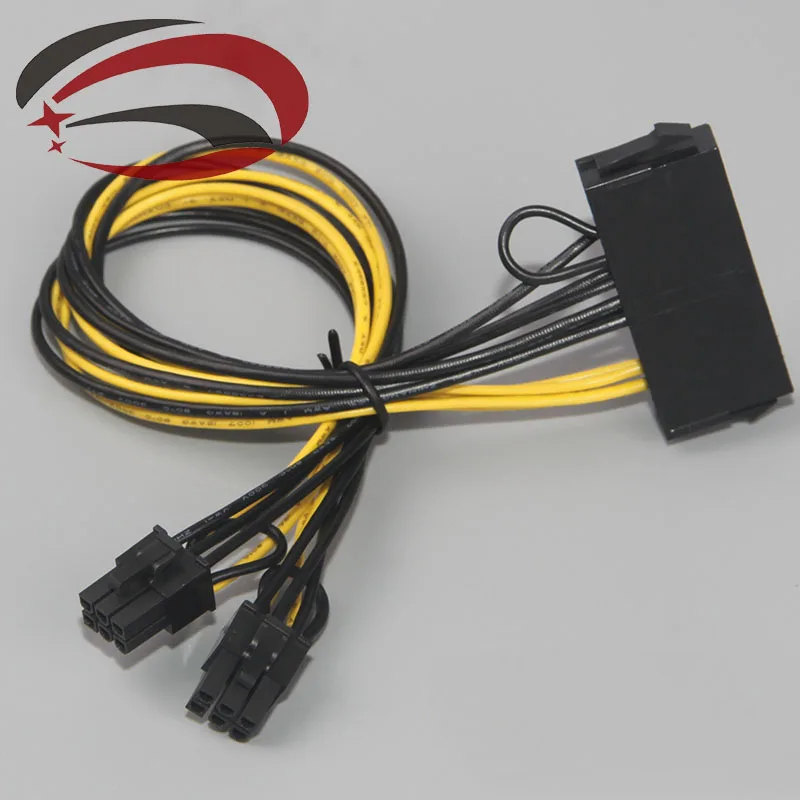 ПК PSU ATX 24 контактный разъем к двойному PCI E 6 Мужской конвертер адаптер GPU Кабель