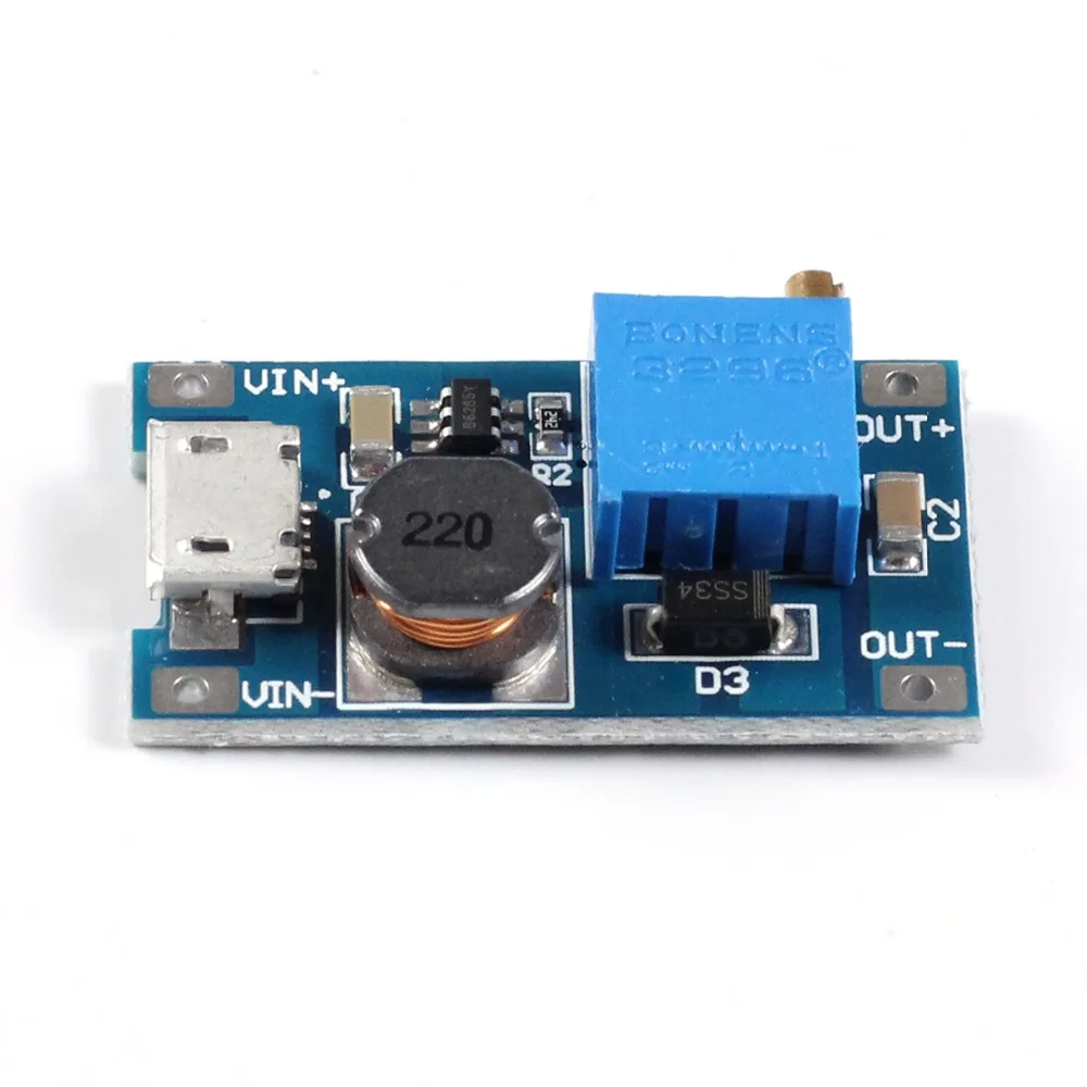 100 шт./лот повышающий преобразователь постоянного тока с MT3608 Mico USB DC 2V 24V до 5V 28V 2A