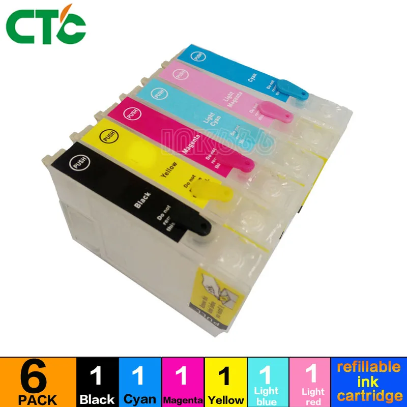 6 шт. T0481 многоразовый чернильный картридж для epson STYLUS PHOTO R200 R220 R300 R300M R320 R340 RX500 RX600