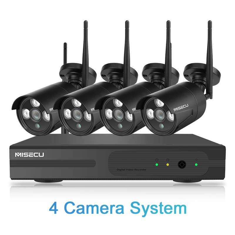 MISECU 8CH 1080P CCTV Беспроводной Системы аудио запись 4/8 шт. 2.0MP ИК Открытый P2P Wifi ip-камера наблюдения с Камера системы видеонаблюдения - Цвет: 8CH NVR With 4 Cams