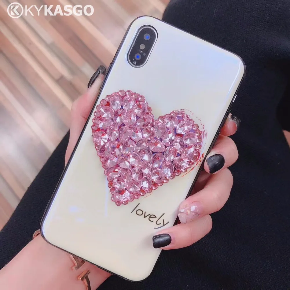 Роскошная сверкающая Блестящая крышка для iPhone 7, 7plus 6 6 S Plus Diamond мягкие в романтическом стиле с украшениями в виде сердца Чехлы для телефона для iPhone X 8 Plus