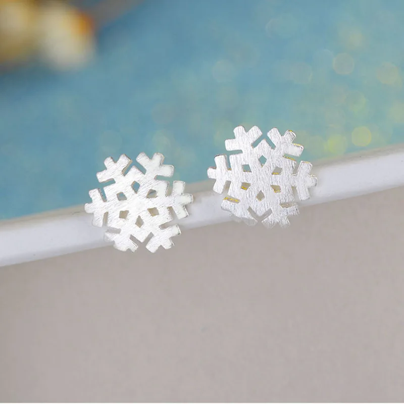 Tisvina Free Shipping Snowflake Stud Earrings for Women 100% Genuine 925 Sterling Silver Earring Jewelry Christmas Gifts Fashion | Украшения