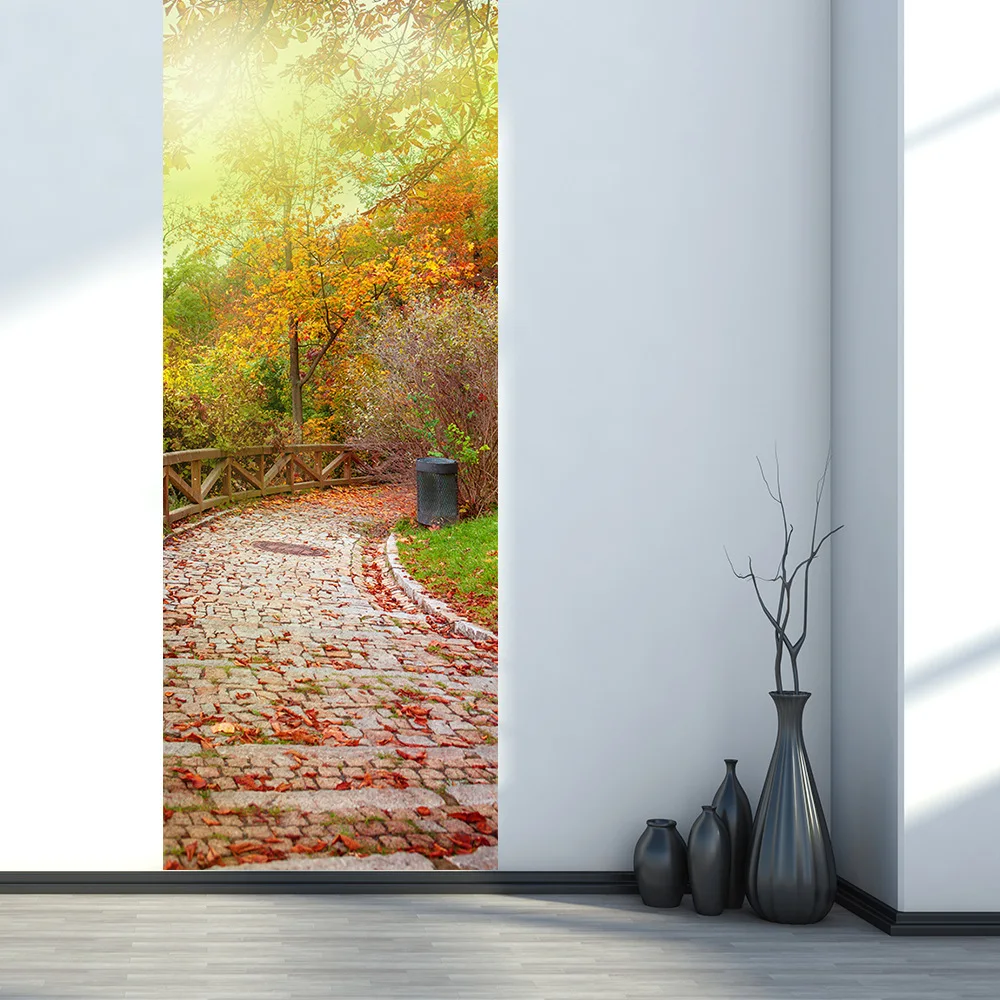 Наклейка на дверь Funlife самоклеящаяся водостойкая наклейка с листьями сланце для