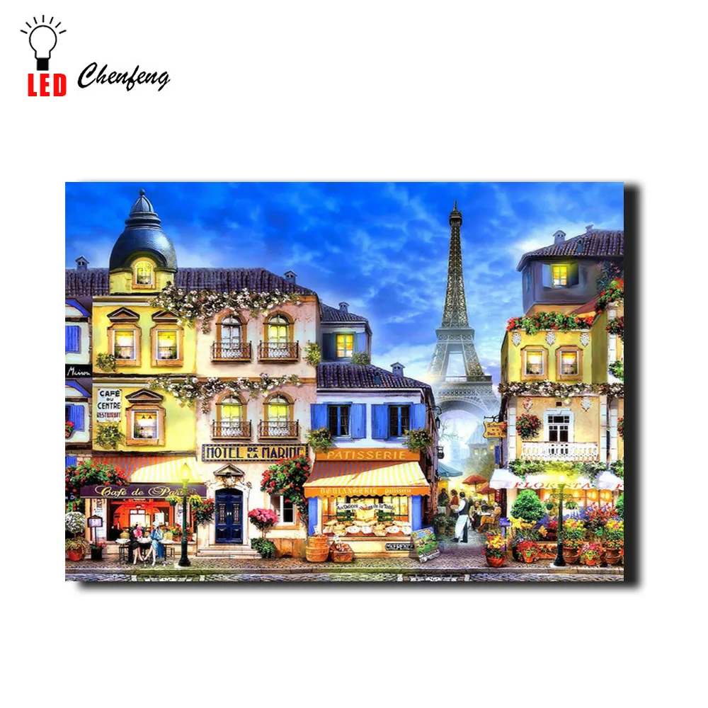Светящаяся светодиодная Картина на холсте с красивым Парижем Ravensburger store картина
