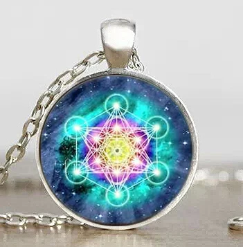 

Psychedelic Sacred Geometry Cabochon Mens Chain Handmade New Fashion Brass Necklace Steel Pendant Steampunk Jewelry Gift Women