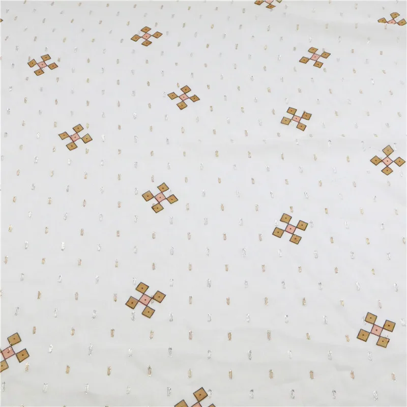 Модная печатная ткань 148 см ширина полиэфирная тканая шифоновая Золотая и
