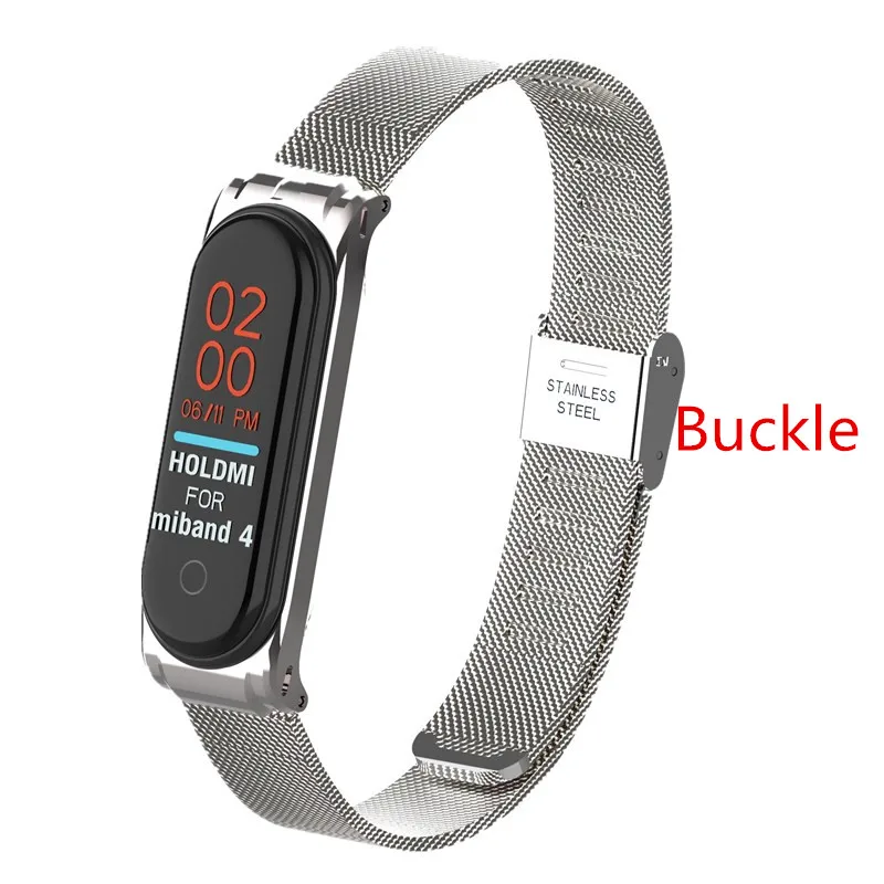 Silver Buckle Металлический ремешок для Xiaomi Mi, 4, 3, ремешок для Xiaomi Mi, 4, 3, браслет для Xiaomi Mi, 4, магнитная металлическая пряжка, нержавеющая сталь - Цвет: Silver Buckle