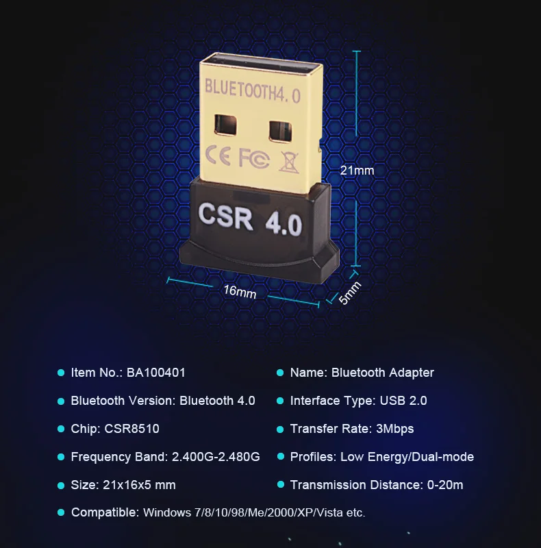 Беспроводной usb-адаптер Bluetooth Mini Bluetooth USB Dongle 4,0 портативный двойной режим Bluetooth передатчик приемник для компьютера ПК