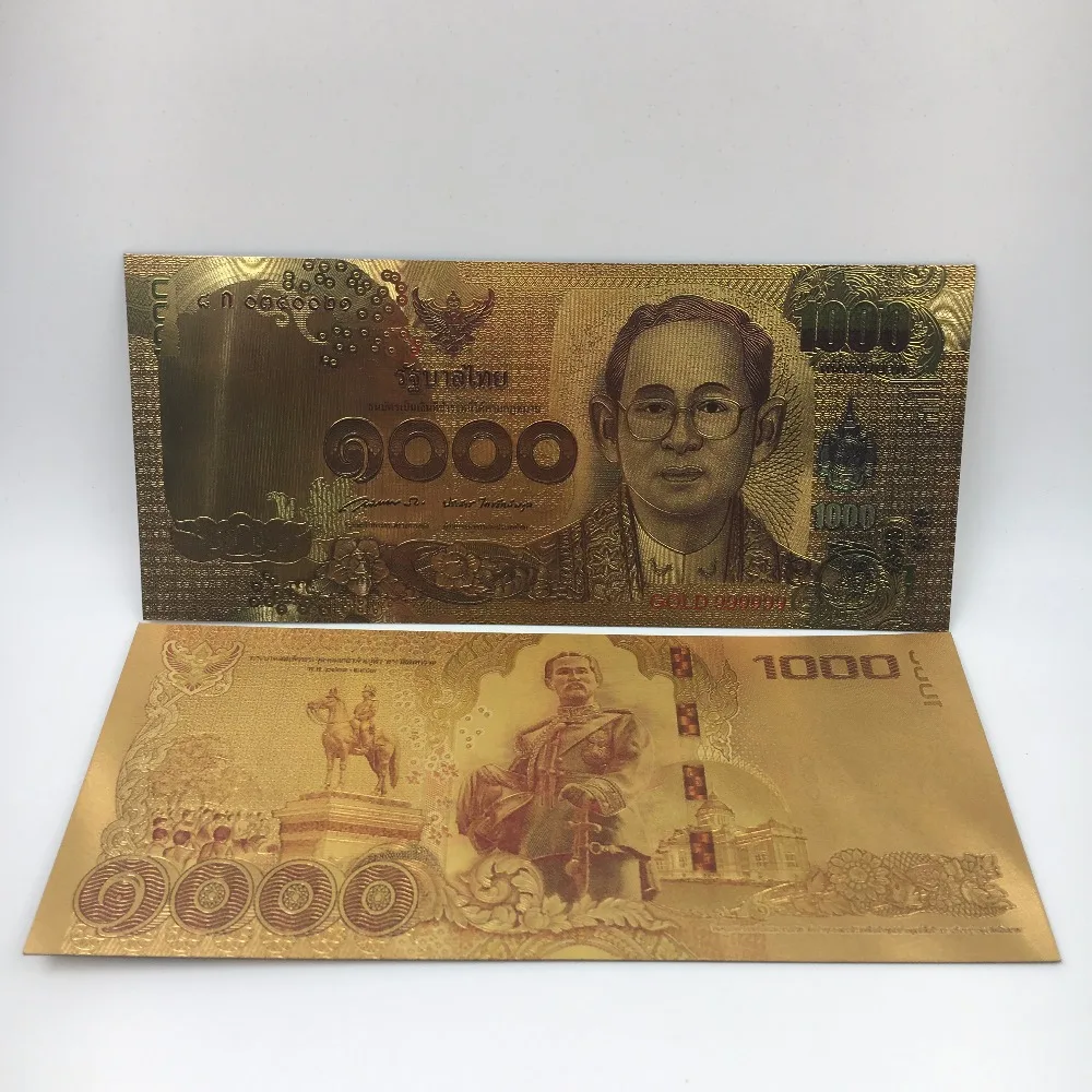 KL 10 шт./лот Таиландская яркая Золотая банкнота идеи подарки 1000 Бат коллекция