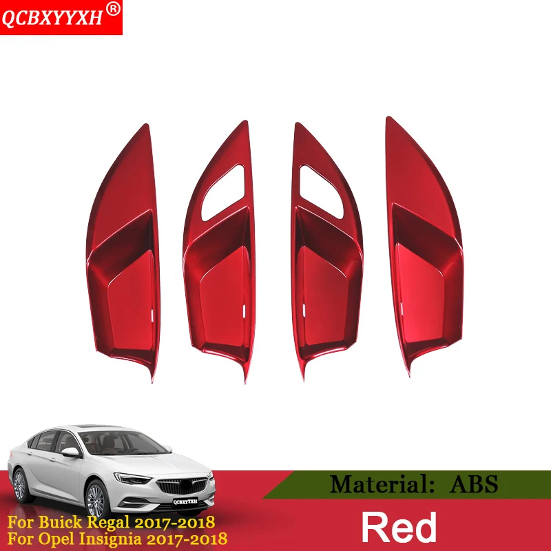 Red QCBXYYXH авто-Стайлинг 4 шт./лот внутренняя дверная ручка рамка внутренняя дверная чаша Блестящая крышка для Buick Regal Opel Insignia - Название цвета: Red