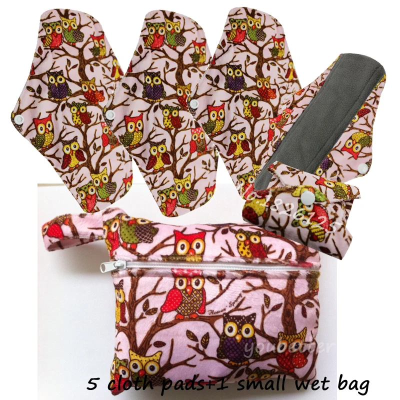 

Тканевая менструальная прокладка с принтом совы для мамы, интимная Гигиеническая продукция для женщин, моющийся санитарный тканевый коври...
