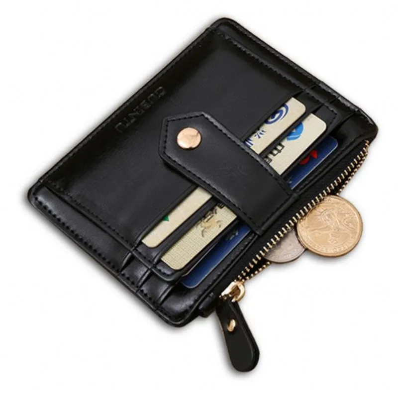 Тонкие женские кошельки кошелек на молнии повседневная сумка для карт черный