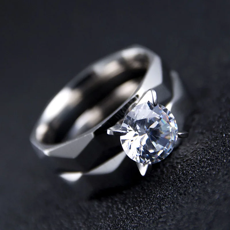 Trendy Couple Ring Midi Crystal Stone Stainless Steel Two For Women Proposal Gift Party Drop Ship | Украшения и аксессуары