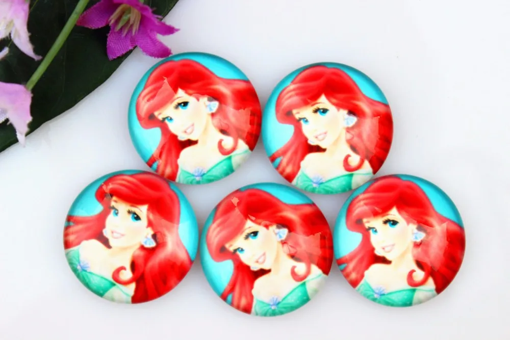 Kawaii Русалочка Ариэль Фигурка кабошон стекла Патч DIY Ремесленные сад украшения