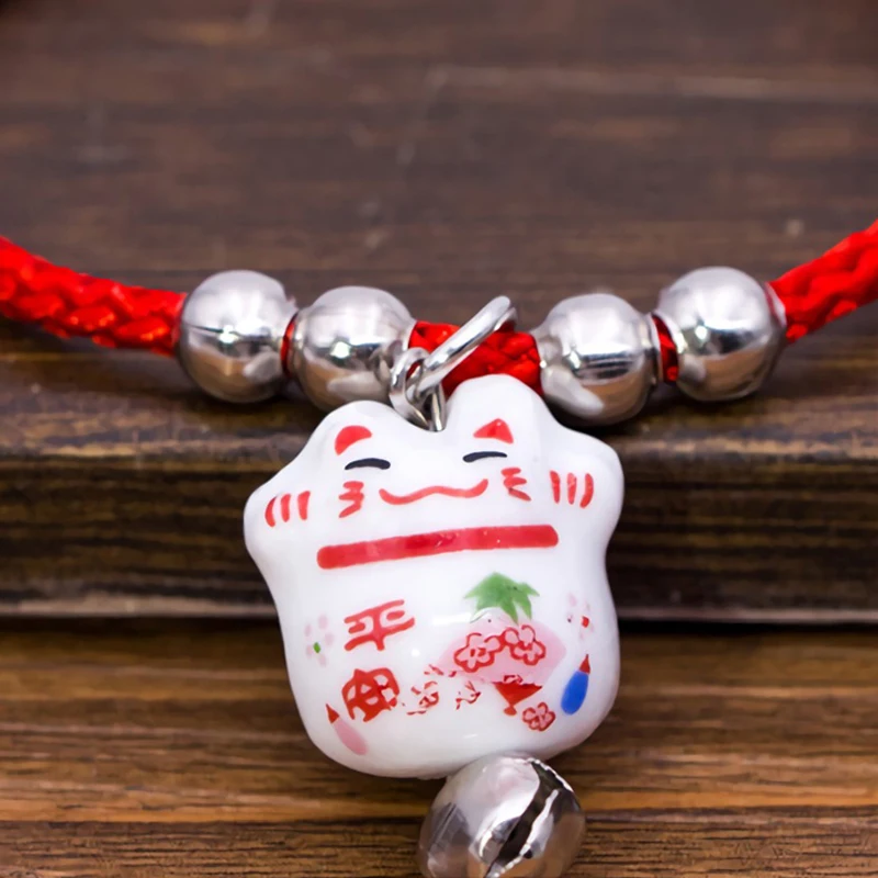 Новый милый керамический браслет Lucky Cat безопасный красный веревочный ручная